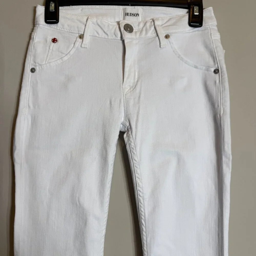 Hudson Bacara Low Rise Crop Straight Leg Cuffed Denim Jeans Women's 24 White NWT